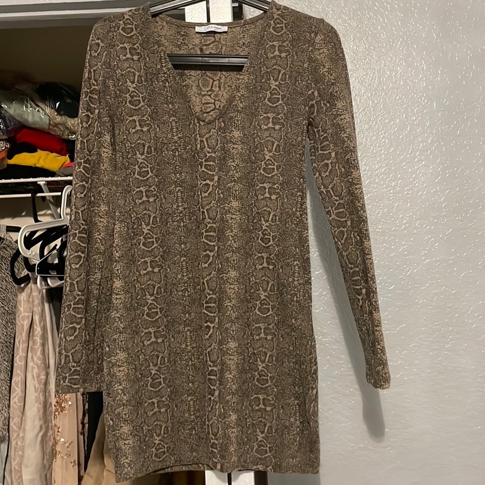 snake print body con dress